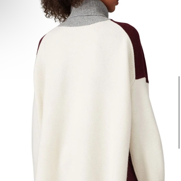 $795 Co 100% Wool Color Block Asymmetric Turtleneck Sweater - Picture 5 of 11